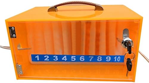 Loghot Acrylic 10-Slot Cell Phone Storage Box Portable Pocket Chart Cabinet with Handle for Office Classroom (Orange)