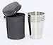 Yueton Set of 4 Stainless Steel Shot Cups Drinking Vessel with Black Leather Carrying Case (70ml)
