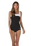 Speedo Women's Endurance+ Color Top One Piece Swimsuit, Speedo Black, Size 6