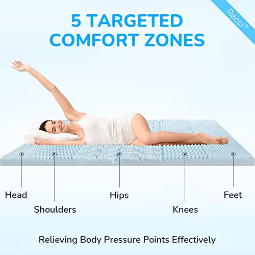 RECCI 2.5 Inch 5Zone Mattress Topper Twin, Gel Memory Foam Mattress