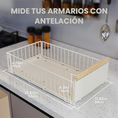iHomara 2 Pull Out Drawers, 53cm Deep Drawer Cupboard Drawer Kitchen Drawers with Nano Adhesive and Screws for Kitchen, Bathroom, 53cm Depth x 30cm Width, 16cm Height 1