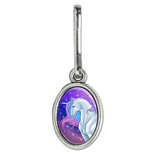 GRAPHICS & MORE Majestic Unicorn Pink Purple Blue Antiqued Oval Charm Clothes Purse Suitcase Backpack Zipper Pull Aid