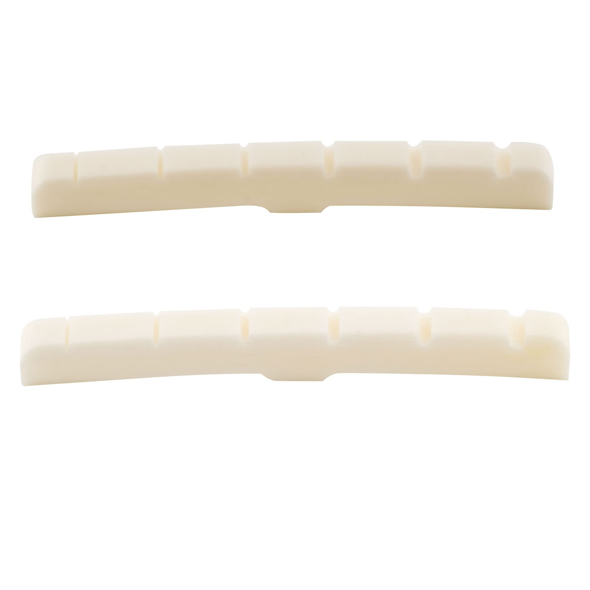 Musiclily Pro 43mm Slotted Guitar Bone Nut Curved Bottom for Strat Tele Style Electric Guitar, 43x3.2x5.1mm (2 Pieces)