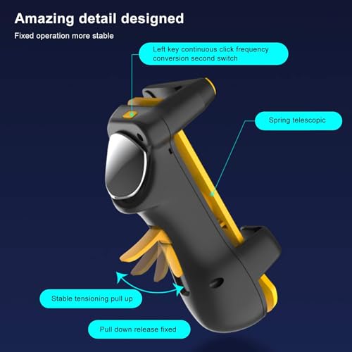 TERRIFI PUBG Mobile Game Controller Trigger with Rapid Fire, 4 Finger Gaming Grip, Joystick L1R1, Wireless Gamepad for iPad, Tablet, Android, ios
