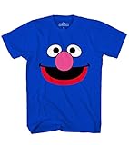 Sesame Street Super Grover Monster Face Tee Funny Humor Pun Adult Mens Graphic T-Shirt Apparel (Small)