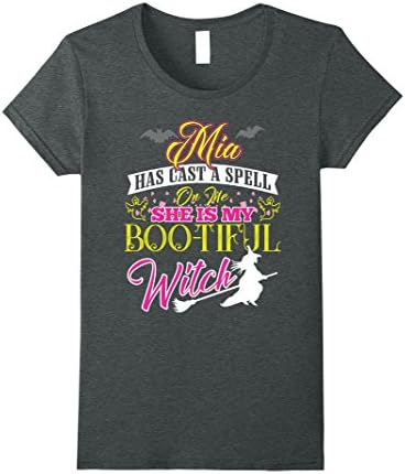 Womens Mia has cast a spell on me She is my Bootiful Witch Small Dark Heather