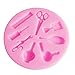 AKOAK Creative Scissors Hair Tools Shaped Fondant Mold,Resin Clay Chocolate Candy Silicone Cake Mould,Fondant Cake Decorating Tools