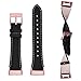 VIGOSS Leather Band Compatible with Fitbit Charge 3/3 SE Bands Women Soft Charge3 Band with Adapters Strap for Fitbit Charge 3/3 SE Tracker Smartwatch (Black 2, 5.5