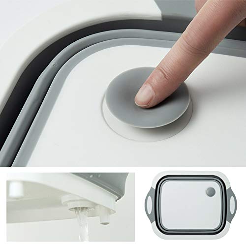 Ahyuan Collapsible Drying Dish Storage Rack Chopping Board Portable Dish Pan Rack Washing Basin Foldable Strainer Wash and Drain Dish Tub Drainer Basket over the Sink Dish Drainer for RV, Camp, Marine