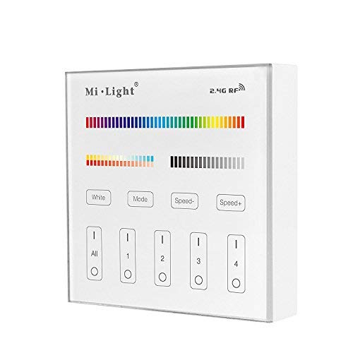 lighteu®, Battery Powered B4 4-Zone RGB+CCT Smart Panel RF Controller for Milight Miboxer RGBCCT LED Strip Controllers and Lamps B4