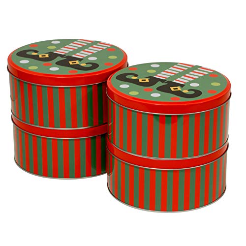 image for Wrap N Roll Christmas Nesting Gift Tins with Lids Set of 12 Round Empt