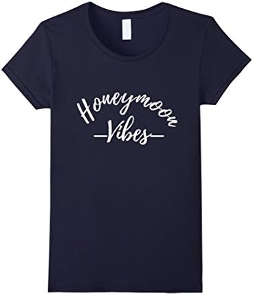 Womens Honeymoon Just Married Vibes T-Shirt Large Navy