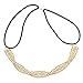 LUX ACCESSORIES Goldtone Braided Mesh Crystal Rhinestone Stretch Headband