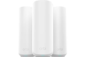 NETGEAR Orbi 370 WiFi 7 Mesh System Dual-Band, Up to 6,000 sq ft, 3 Pack | Mesh Router + 2 Satellite Extenders, Up to 5 Gbps, 70 Devices, Security Features, 2.5 Gig Internet Port (RBE373)