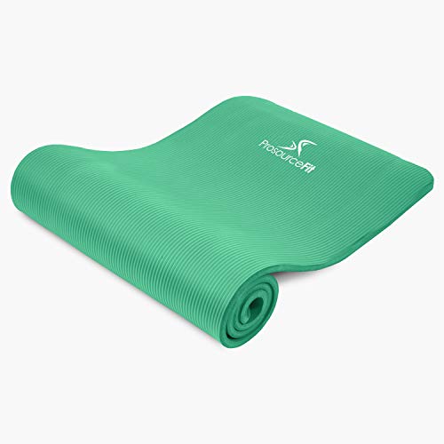 ProsourceFit Extra Thick Yoga and Pilates Mat ½” (13mm), 71-inch Long High Density Exercise Mat with Comfort Foam and Carrying Strap, Green