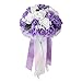 vLoveLife Wedding Bouquet For Bride, 8 x 11 inch Purple Rose Flower Bouquet for Bridal, Holder Bouquet for Bride, Bouquets for Bridesmaids, Ceremony Decor & Photo Props & Wedding Favors Flower Bouquet