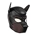 Raycity Leather Full Face Mask Dog Puppy Hood Removable Mouth Costume Party Cosplay Unisex (Black&Brown)
