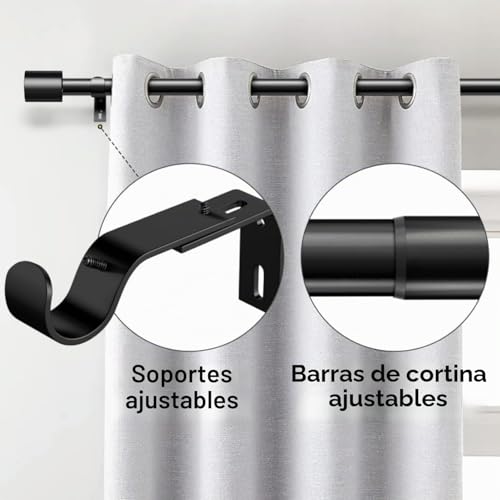 Extendable Curtain Rod for Curtains for Living Room Bedroom Kitchen 84-150 cm (Black Φ25 mm)
