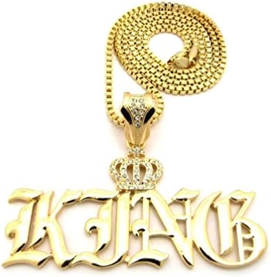 Janestore Fashion Rhinestore Crown King Rock Pendant &3Mm/30" Box Chain Necklace
