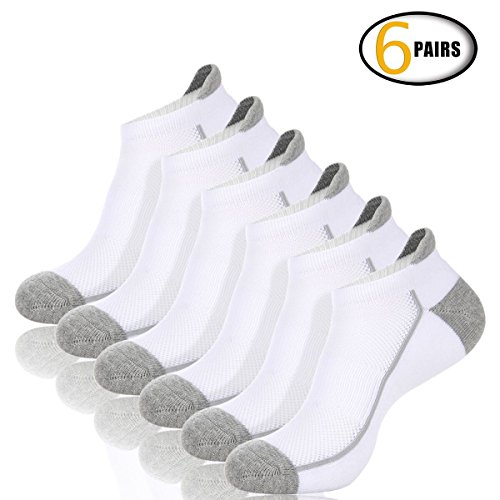 COOVAN Womens Athletic Low Cut Ankle Socks No Show Performance Cushioned Running Tab Sock 6 Pack