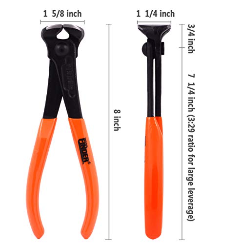 Finder End Cutting Plier High Leverage With Soft Grip-8 Inch