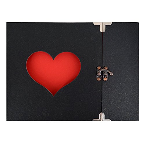 CLARA Vintage Hollow Out Heart Photo Album Retro Love DIY Scrapbook Memory Book with Lock(Black Glitter)