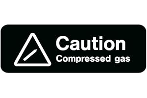 Caution Compressed Gas Sign Signage White Black Plastic Acrylic 8" X 3' With Double Side Tape Adhesive Easy Mounting