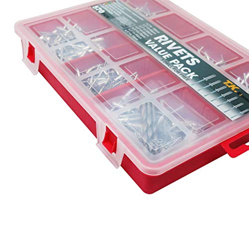 T.K. Excellent Small Head Aluminum Steel Mandrel Pop Rivets Assortment Kit,570Pcs +Free Drill 3 Pcs