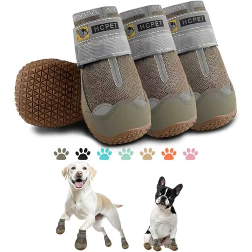 Hcpet Dog Boots Breathable Dog Shoes for Small Medium Large Dogs, Anti-Slip Puppy Booties Paw Protector with Reflective Straps 4Pcs