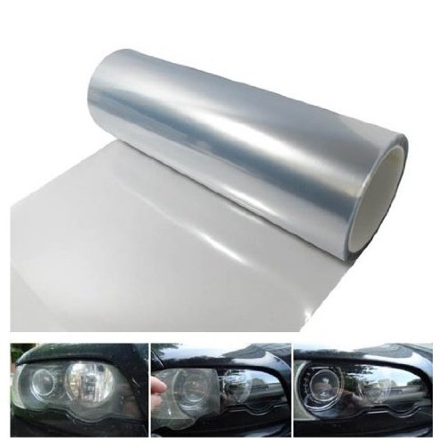 12 by 48 inches Self Adhesive Clear Bra Headlight Bumper Hood Paint Protection Film Vinyl Sheet Headlights, Tail Lights,Smoke Fog Lights Tint Vinyl Film Car Light HeadLight Sheet Car Sticker
