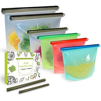 Reusable Silicone Food Storage Bags BPA-FREE Silicone Seal Food Preservation Bags, Airtight Leakproof Washable Freezer Food Bags Silicon Containers for Vegetable, Liquid, Snack, Meat, Sandwich, Fruit