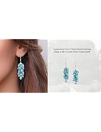 TISHAVI 925 Sterling Silver Dangle Bunch Earrings Embellished With Crystals From Swarovski