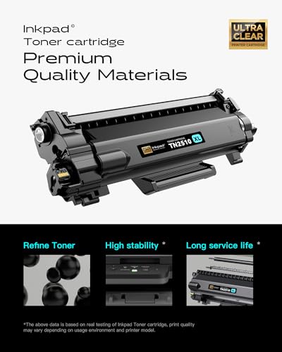 iNKPAD TN-2510XL Toner Compatible with Brother TN2510XL for MFC-L2860DW MFC-L2800DW DCP-L2660DW DCP-2620DW HL-L2445DW HL-L2400DW Printers (1 Black)