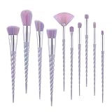 Nestling 10 Pieces Unicorn Makeup Brush Set Professional Face Eye Shadow Eyeliner Foundation Blush Lip Makeup Brushes Powder Liquid Cream Cosmetics Blending Brush Tool
