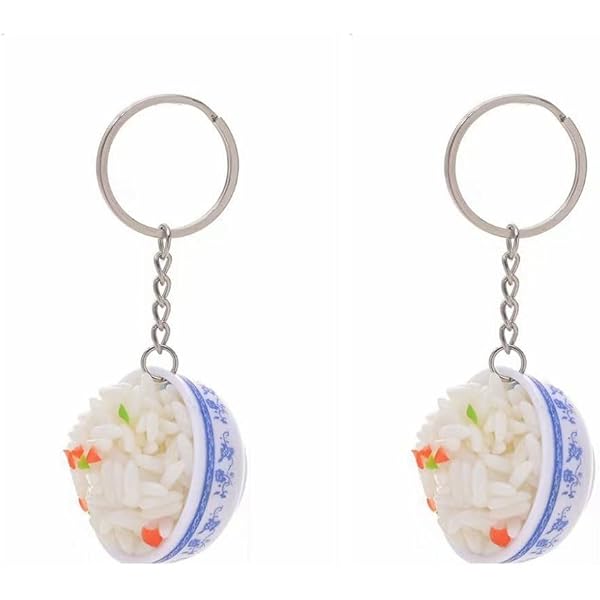 2-Pack Simulation Food Keychains - Cute Rice Pendant Key Ring For Bag, Wallet, Car Keys - View #8