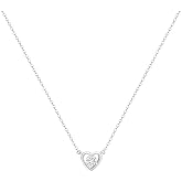 HERIER Silver Necklace for Women Dainty Heart Necklace 14K Plated Silver Plated Tiny CZ Diamond Necklace Simple Jewelry for Women Gifts