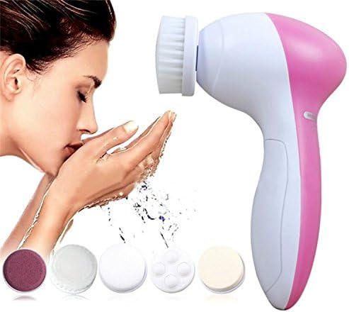 Waterproof Exfoliating Brush 5-in-1 Deep Cleansing Facial Brush Massager Blackhead Remover Treats Acne Ingrown Hairs Razor Bumps Bikini Area Sensitive Skin Microdermabrasion Device - Gift Item