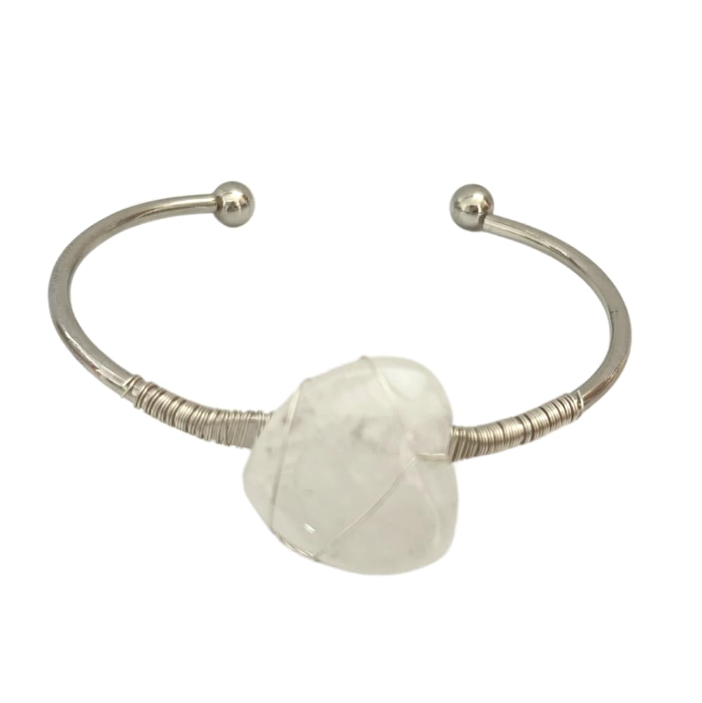 VIE Heart-Shaped Crystal Bangle, Clear Quartz