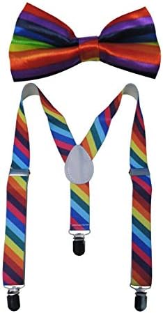 Multi Colour Stripe Design Adjustable Kid's Suspender with Matching Bow (D.1).