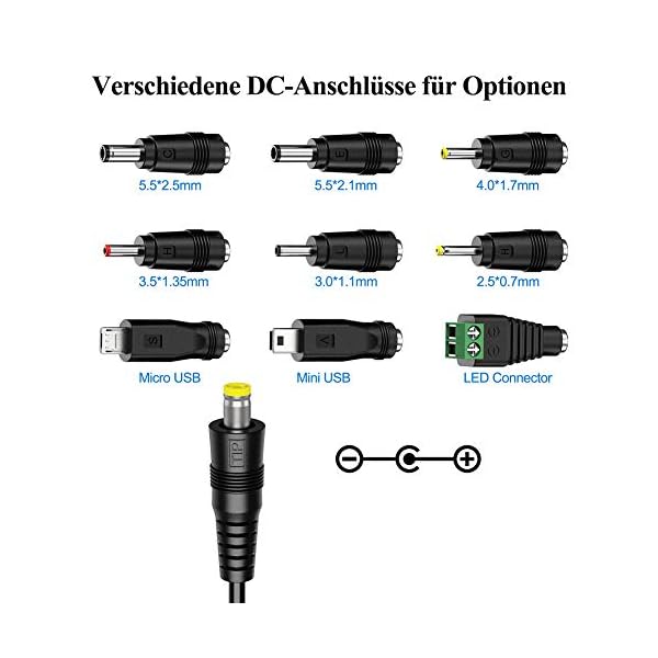 PChero 30W Universal AC/DC Adapter Schaltnetzteil mit 9pcs Adapter Tipps, enthält Mini & Micro USB Stecker, für 3V bis 12V Haushaltselektronik und LED-Streifen - 2000mA max – Bild 7