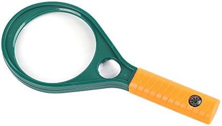 MGNFWY 3x 6x 90mm large handheld glass lens magnifier with compass for reading, Low Vision,Books,Magazines, Newspapers, Maps