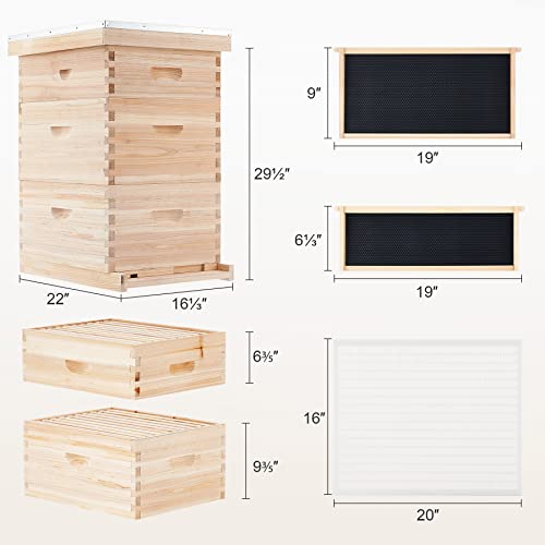 CREWORKS Bee Hive Boxes Starter Kit, Langstroth Beehive for Bee Keeping