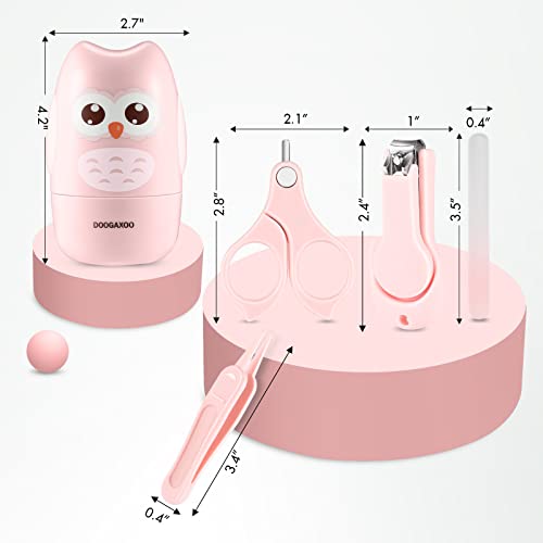 Baby Nail Clippers, 4-in-1 Safe Baby Nail Kit with Cute Case, Nail Clipper, Scissors, Tweezers, Baby Nail File Set for Newborn, Infant, Toddler and Kids-Pink