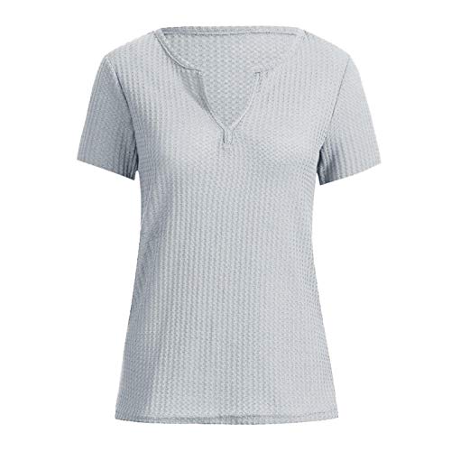 image for nanzhushangmao women t-shirts Womens V Neck Henley Shirts Ribbed Short
