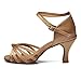 Roymall Women's Beige,Satin Latin Dance Shoes,Model 217-7,8 B(M) US