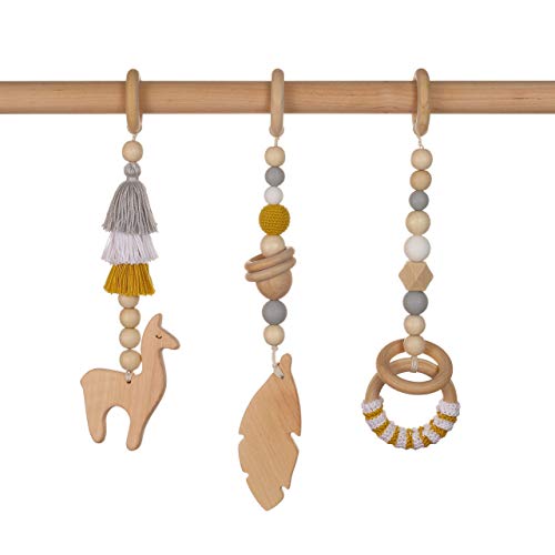 image for Wooden Baby Gym Mobiles. Handmade by LanaCrocheting. Set of 3: Llama, 