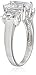 Amazon Collection Platinum Plated Sterling Silver Emerald Cut Cubic Zirconia Three Stone Ring, Size 6