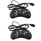 reemaa 16ビットハンドルコントローラー用、用、2個、ゲームコントローラー、 用ゲームアクセサリー、6ボタンゲームパッド ブラック