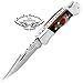 Best.Buy.Damascus1 Blue Wood Custom 5.5'' Handmade Double Bloster Stainless Steel Folding Pocket With Back Lock Come With Leather Sheath Prime Quality (Multi Wood)