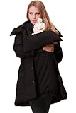 Sweet Mommy Big Collar Maternity and Mother's Down Coat with baby pouch Black, L